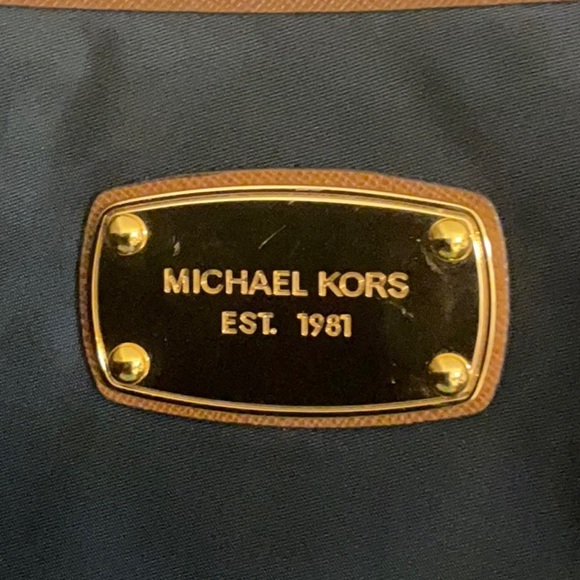 Michael Kors Navy Nylon Brown Leather Straps Tote Bag - Picture 3 of 7